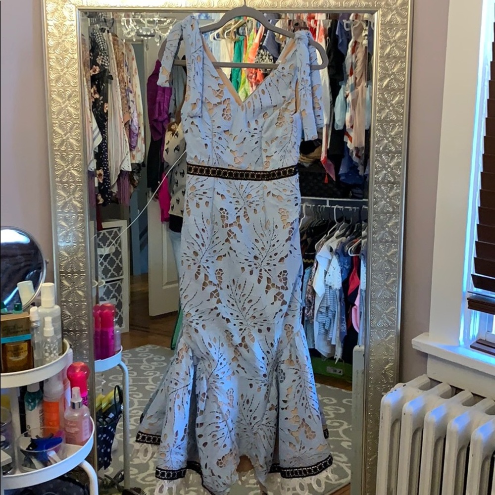 Blue Lace Mermaid Midi Dress